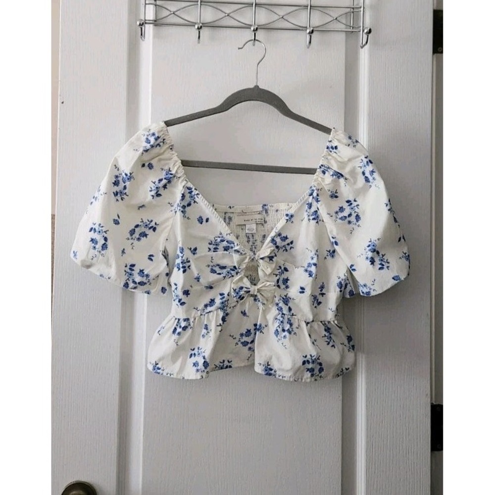 Band Of The Free Women's Floral Printed Bow Tie Crop Top Cotton Size‎ L